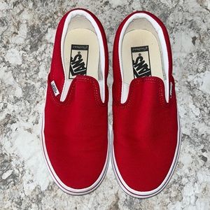Red slip on Vans